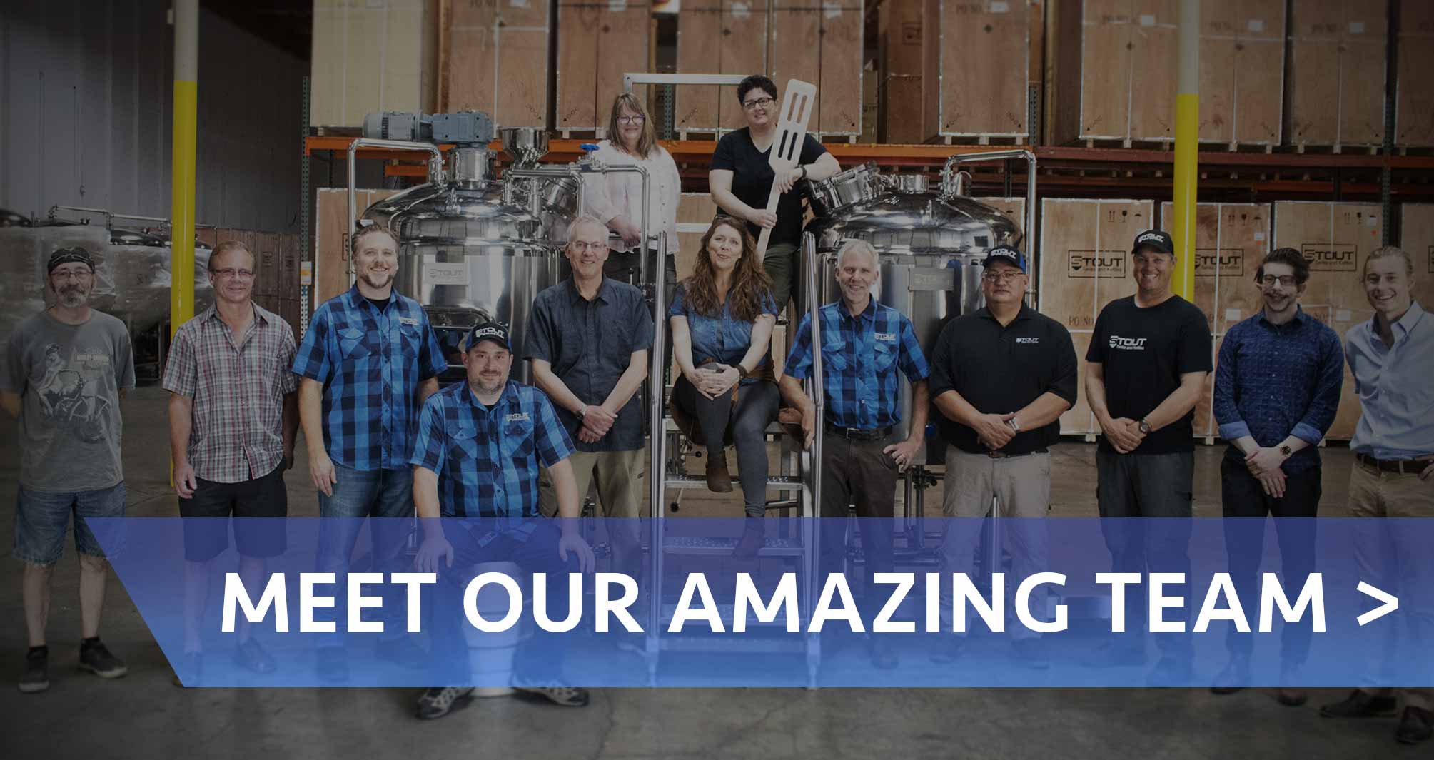 Photo of the Stout Tanks and Kettles team that sells brewing equipment
