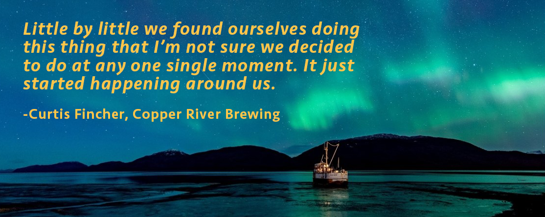 Cordovan night sky with quote from brewery owner.