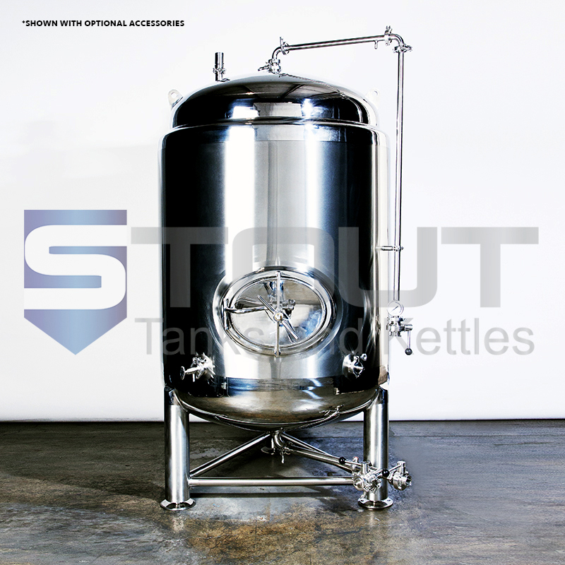 front view of a 7 BBL Brite Tank from Stout Tanks pro brewing equipment