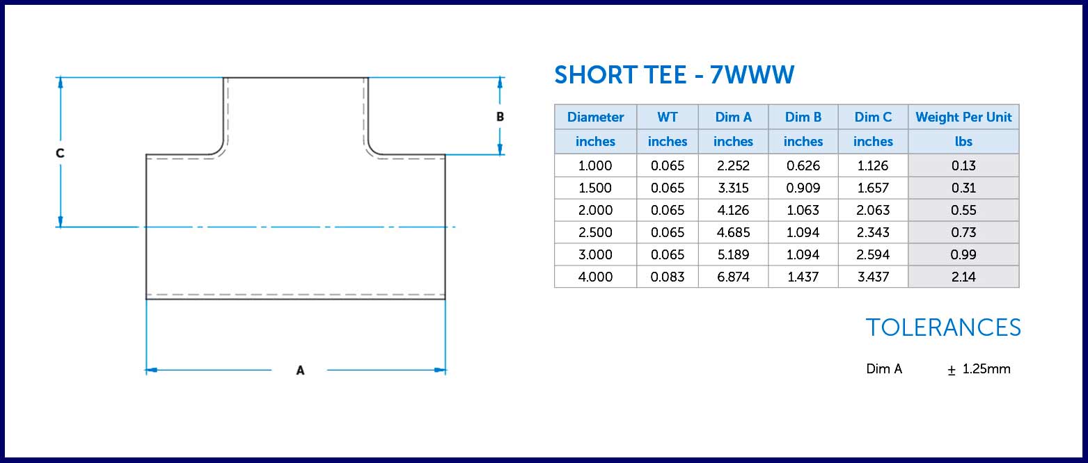 This is a diagram of a short tee from Ultibend.