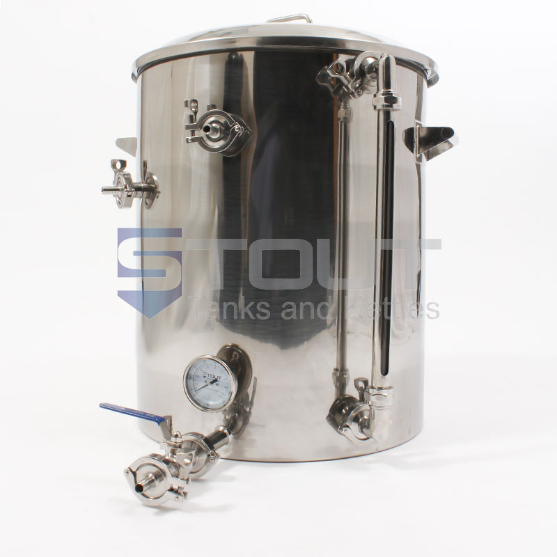 30 Gallon Hot Liquor Tank - with HERMS Coil, Sight Glass (Direct Fire)